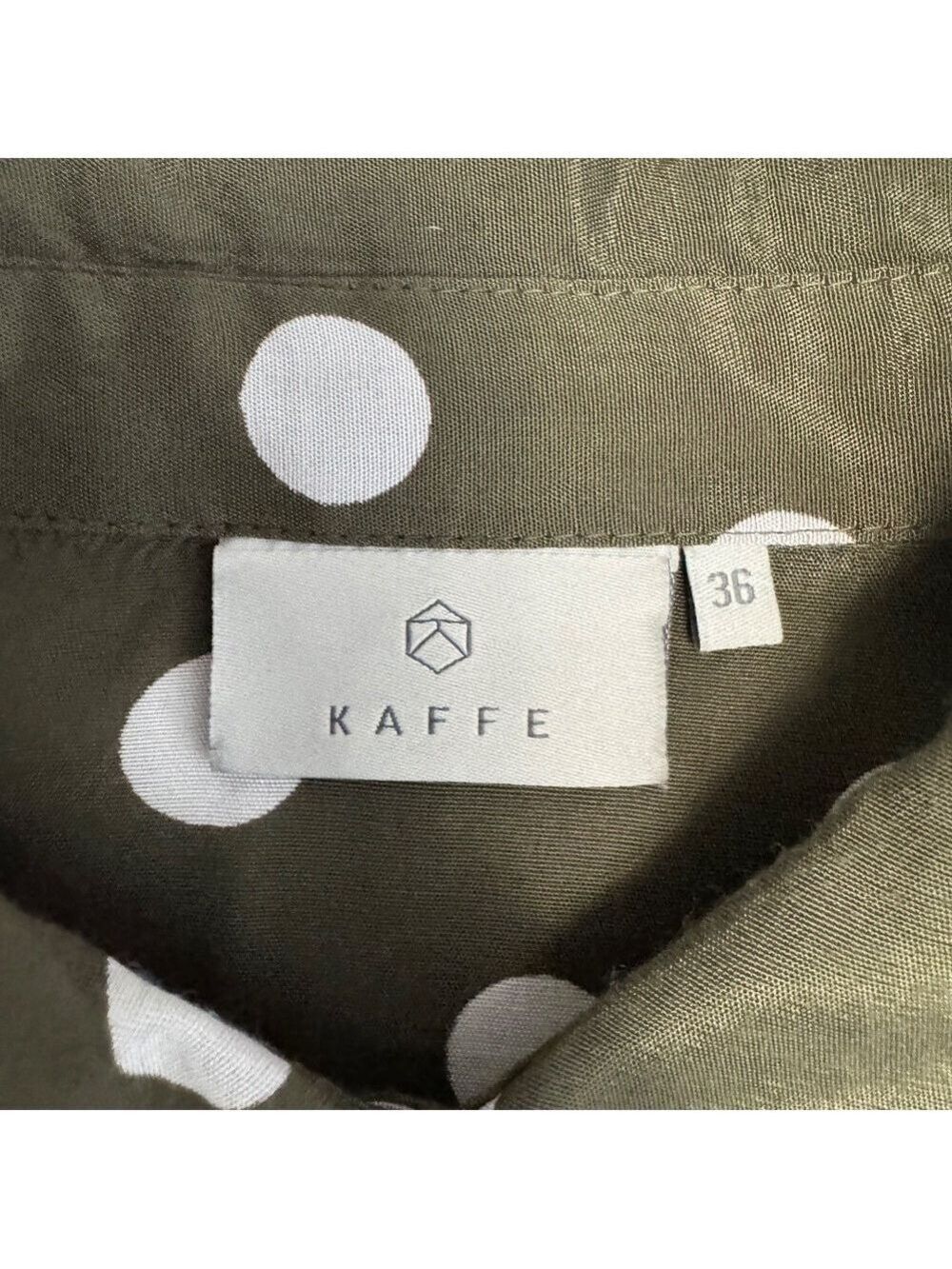 Kaffe Chic Olive Green Polka Dot Button Down Shirt size 36 Small-Medium - Picture 6 of 10